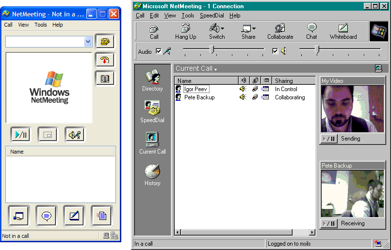 NetMeeting on Windows XP (Left) and Windows 2000 (Right) (2003)